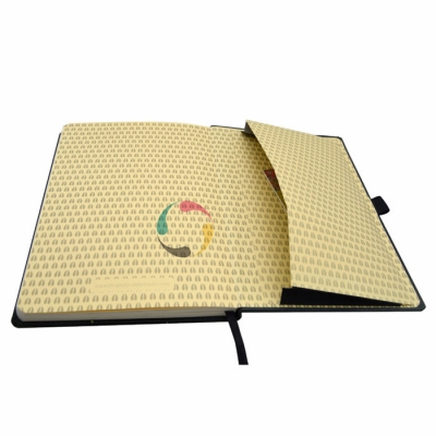 elastic band high quality hardcover notebook with pocket custom printing 